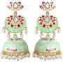 Aheli Vintage Oxidized Dangle Jhumka Jhumki Encrusted with Faux Kundan Stone Statement Earrings for Women