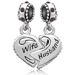 JMQJewelry Wife Husband Heart Love Charm Birthday Birthstone Month Charms for Bracelets Women Jewelry