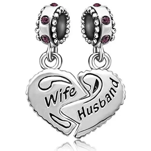 JMQJewelry Wife Husband Heart Love Charm Birthday Birthstone Month Charms for Bracelets Women Jewelry