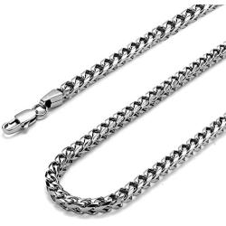 FIBO STEEL 3-6mm Curb Chain Necklace for Men Stainless Steel Biker Punk Style, 16-36 inches