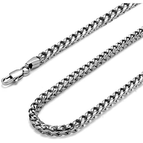 FIBO STEEL 3-6mm Curb Chain Necklace for Men Stainless Steel Biker Punk Style, 16-36 inches