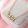 Qermolas Stainless Steel Birth Year Necklace Charm Old English Cubic Zirconia Pendant Necklace