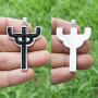 Heavy Metal Gothic Jewelry Devils tuning Pitch fork Pitchfork Trident Black Pewter Mens Pendant Necklace Money Lucky Charm Protection Amulet Safe Travel Talisman for men Silver Stainless steel Chain