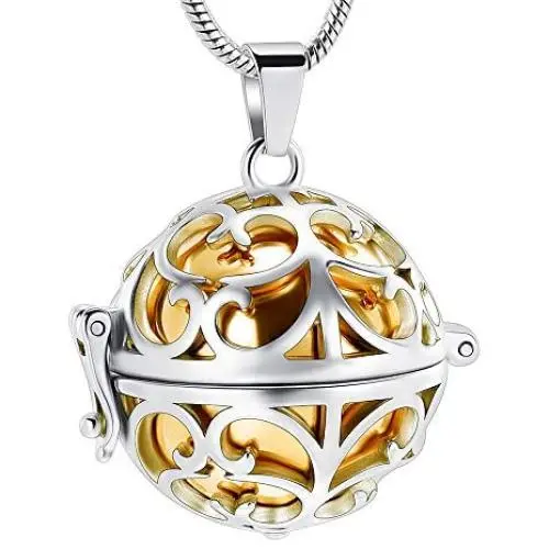 Cremation Jewelry Urn Pendant Necklace with Hollow Urn Cremation Jewelry for Ashes Lotus Flower Shape
