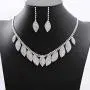 Brishow Bridal Wedding Necklace Set Silver Crystal Earrings Rhinestone Brides Necklace Chain for Women and Girls