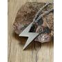 BEANS Stainless Steel Classic Vintage Antique Lightning Bolt Pendant Necklace for Men Women,Free Chain 20 Inches