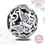 EvesCity Bolenvi 925 Sterling Silver Pink Crystal Filigree Butterfly Ball Charms Beads Pendants for Charm Bracelets & Necklace - Best Gift for Her