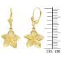 Textured 10k Gold Hawaiian Flower Plumeria Dangle Earrings (Small)