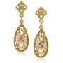 Downton Abbey Carded Gold-Tone Pink Porcelain Rose Drop Earrings