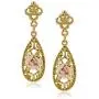 Downton Abbey Carded Gold-Tone Pink Porcelain Rose Drop Earrings Downton Abbey Carded Gold-Tone Pink Porcelain Rose Drop Earrings