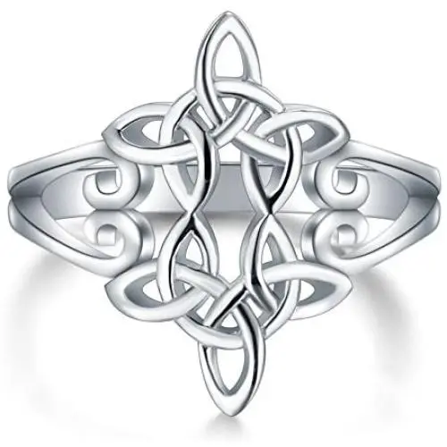 BORUO 925 Sterling Silver Ring Celtic Knot Heart Cross High Polish Tarnish Resistant Eternity Wedding Band Stackable Ring BORUO 925 Sterling Silver Ring Celtic Knot Heart Cross High Polish Tarnish Resistant Eternity Wedding Band Stackable Ring