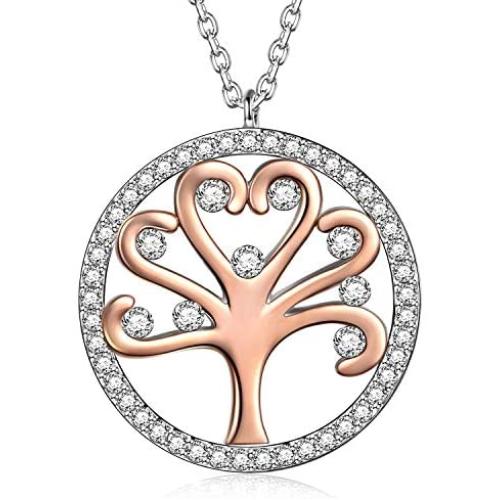 QIANSE Mothers Day Necklaces Gifts Tree of Life Women Girls Pendant Necklaces Cubic Zircon Crystals Gifts Hypoallergenic Gifts for Her, Gifts for Her