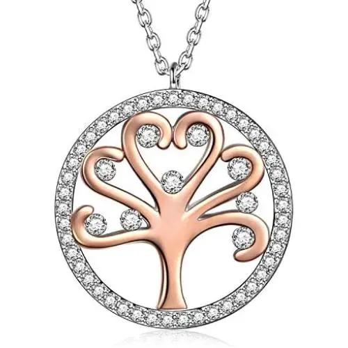 QIANSE Mothers Day Necklaces Gifts Tree of Life Women Girls Pendant Necklaces Cubic Zircon Crystals Gifts Hypoallergenic Gifts for Her, Gifts for Her