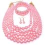 MeliMe Faux Big Pearl Necklace Flapper Beads Pearl Statement Necklace Bracelet and Earrings for Women Mother