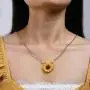 krun Sunflower Pendant Necklace Pearl Leaf Chain Resin Boho Handmade Drop Choker Necklace for Women Girls krun Sunflower Pendant Necklace Pearl Leaf Chain Resin Boho Handmade Drop Choker Necklace for Women Girls