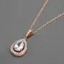 Mariell CZ Bridal Necklace Pendant with Pave Frame Halo and Pear-Shaped Teardrop 14K Rose Gold Plating