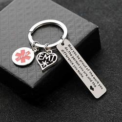 BAUNA EMT Gift EMT Emergency Medical Technician Keychain You Make a Difference Appreciation Gifts for Emt Student Paramedic Emergency Responder Jewelry