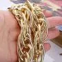 Hanpabum Gold Plated Chunky Rope Chain Necklace and Large Hollow Casting Bamboo Hoop Earrings Set for Men Women Costume Jewelry Punk Hip Hop Rapper Style