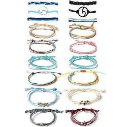 KWHY 18 Pieces Wave Bracelet Braided Rope Bracelet SetHandmade Adjustable Friendship Bohemian Bracelet Handcrafted Jewelry for Women Girl