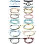 KWHY 18 Pieces Wave Bracelet Braided Rope Bracelet SetHandmade Adjustable Friendship Bohemian Bracelet Handcrafted Jewelry for Women Girl