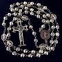 elegantmedical HANDMADE SILVER ROSE BEADS CATHOLIC Saint St Benedict ROSARY BLACK CROSS NECKLACE & NICE METAL JEWELLERY BOX