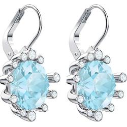 Swarovski Crystal Olive Aqua Blue Crystal Earrings