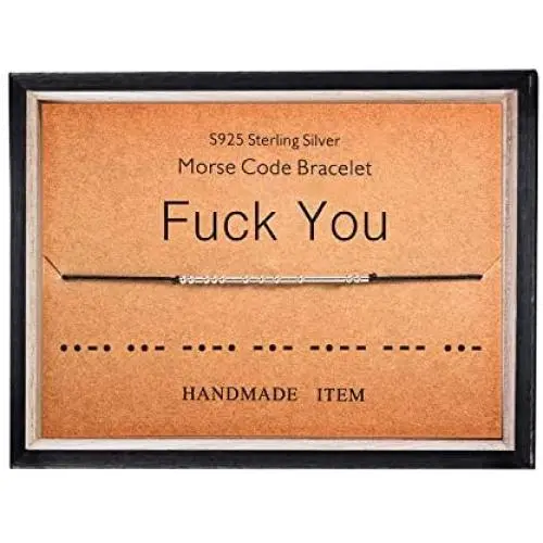Fuck You Bracelet Morse Code Jewelry Gift for Her 925 Sterling Silver Bead on Silk Cord Bracelet Inspirational Jewelry for Women Fuck You Bracelet Morse Code Jewelry Gift for Her 925 Sterling Silver Bead on Silk Cord Bracelet Inspirational Jewelry for Women