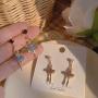 Sweet Dancing Girl Long Stud Earrings for Teen Girl Temperament Inlay Rhinestone Ballerina Drop Dangle Earrings for Women Jewelry
