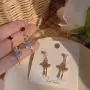 Sweet Dancing Girl Long Stud Earrings for Teen Girl Temperament Inlay Rhinestone Ballerina Drop Dangle Earrings for Women Jewelry