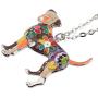DOWAY Boxer Dog Necklace Pendant for Women Girls,Pet Chain Jewelry Gift with Floral Enamel