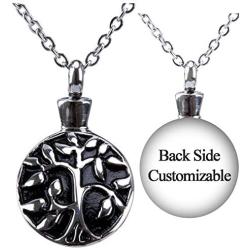 Fanery Sue Personalized Custom Tree of Life Cremation Urn Necklace for Ashes Memorial Stainless Steel Pendant