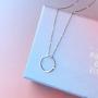 Ladytree S925 Sterling Silver Dainty Simple Circle Pendant Eternity Necklace,Rolo Chain,18+2