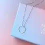 Ladytree S925 Sterling Silver Dainty Simple Circle Pendant Eternity Necklace,Rolo Chain,18+2 Ladytree S925 Sterling Silver Dainty Simple Circle Pendant Eternity Necklace,Rolo Chain,18+2