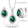 Gem Stone King Sterling Silver Pear Shape Green Nano Emerald Pendant Earrings Set 6.50 cttw with 18 Inch Silver Chain Gem Stone King Sterling Silver Pear Shape Green Nano Emerald Pendant Earrings Set 6.50 cttw with 18 Inch Silver Chain
