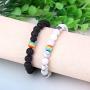 ASHMITA 8mm Lava Stone Bracelet Men Women Rainbow Bead Distance Bracelets for Couples