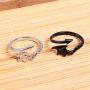 Punk Angel Devil Wings Rings Retro Dragon Arrow Open Rings Adjustable for Women Girls Fashion Couple Index Finger Rings Jewelry(White)