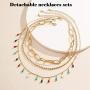 ALAIX Womens Gold Chain Choker Necklace Multilayer Long Necklace Hiphop Style Detachable Colourful Necklace for Women Teen Girls