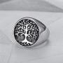 IFUAQZ Mens Stainless Steel Vintage Gold Plated Tree of Life Ring Signet Biker Band Round Top