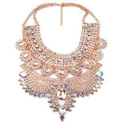 NABROJ Fashion Chunky Necklace Luxury Crystal Bib Collar Necklace Costume Jewelry for Women 8 Colors 1 Pc