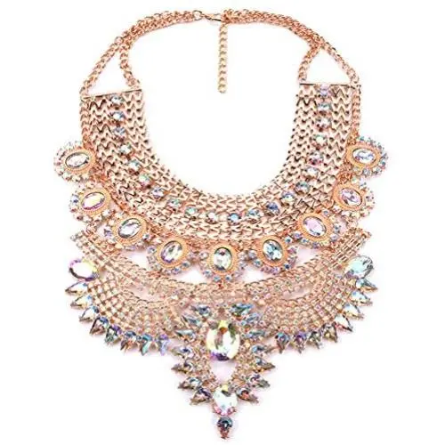 NABROJ Fashion Chunky Necklace Luxury Crystal Bib Collar Necklace Costume Jewelry for Women 8 Colors 1 Pc NABROJ Fashion Chunky Necklace Luxury Crystal Bib Collar Necklace Costume Jewelry for Women 8 Colors 1 Pc