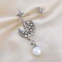 ABJFJE Asymmetrical Star Moon Dangle Earring Bohemian Sparkle Crystal Design Drop Dangling Earrings for Women Girl Fashion Jewelry