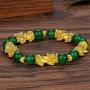 MANRUO Feng Shui Amulet Bracelet The Best Prosperity Bead Bracelet with 5 Vietnamese Sand Gold Plated Pi Xiu/Pi Yao Lucky Wealthy Brecelet