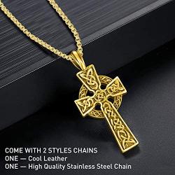 EVBEA Celtic Cross Necklace for Men Viking Irish Knot Serenity Prayer Pendant Crucifix Mens Jewelry with Stainless Steel Curb Chain