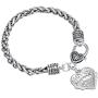 Lemegeton Antique Silver Heart Bracelet Character Engraved Pendant Wheat Chain for Women Girls Gift Jewelry