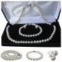 Pearl Romance II Round Pearl II White Pearl Necklace Bracelet & Earrings Set for Women 3 Piece Set Strand Stud Earring Pearl Jewelry Christmas Genuine Cultured Freshwater (16, 6.0-6.5mm)