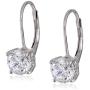 Platinum-Plated Sterling Silver Swarovski Zirconia Leverback Earrings