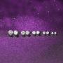 5 sizes Stainless Steel Stud Earrings Spectacular Cubic Zirconia Set in Hypoallergenic for Men, Women, Boys and Girls, Stones are 3, 4, 5, 6 and 7mm