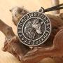 HAQUIL Viking Jewelry Viking Runes Coin Wolf Pendant Leather Cord Necklace for Men and Women, 19.7''