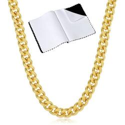 The Bling Factory 4mm-14mm 14k Yellow Gold Plated Flat Cuban Link Curb Chain Necklace