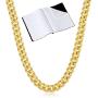 The Bling Factory 4mm-14mm 14k Yellow Gold Plated Flat Cuban Link Curb Chain Necklace